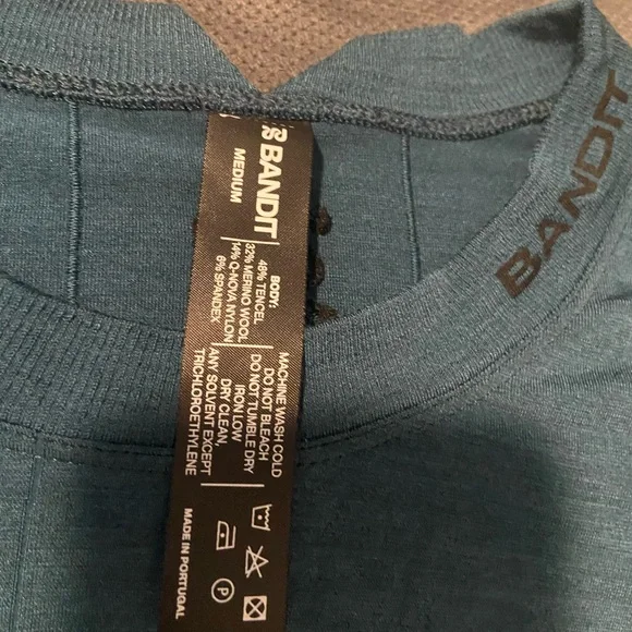 Bandit wool blend Long Sleeve Crewneck Shirt — dark Teal Blue/green - Picture 2 of 4